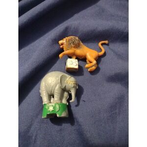 Lot Of 2 Vintage Circus Figurines Toys Lion And Elephant Nostalgia